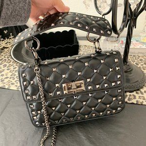 Leather Black Studded small Party Bag